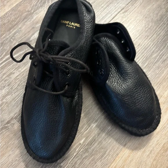 Saint Laurent Black Leather Men's Shoes Sz 40 EU Sz 7 US New - Picture 12 of 16